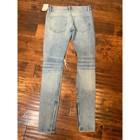 Fear of God Sixth Collection Blue Light Wash Denim Slim Leg Jeans, Size 30 - Picture 7 of 9